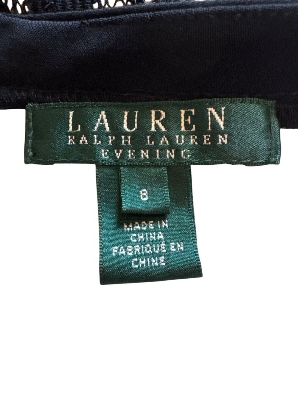 Lauren Ralph Lauren Black Lace Evening Gown Overlay Sleeveless Dress 8 Maxi Gala - Picture 5 of 12